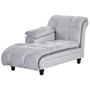 Right Hand Velvet Chaise Lounge Grey LORMONT