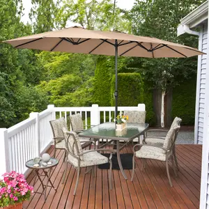 Costway 4.5M Double-Sided Patio Umbrella Extra-Large Market Umbrella w/ Base