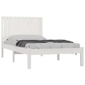 Berkfield Bed Frame White Solid Wood Pine 100x200 cm