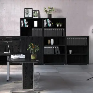 Prima Bookcase 2 Shelves in Black woodgrain