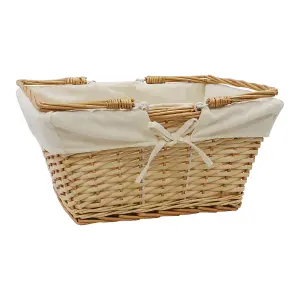 JVL Hand Woven Acacia Rectangular Willow Shopping Basket with Handles, Honey Finish