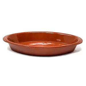 El Toro Glazed Terracotta Brown Kitchen Dining Oval Oven Dishes Set of 2 x 32cm