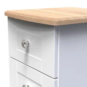 Sussex Ready assembled White & oak 3 Drawer Bedside chest (H)692mm (W)395mm (D)411mm