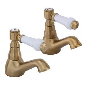 BATHWEST Basin Taps Pair Bathroom Sink Taps Lever Twin Pair Hot Cold Water Mixer Sink Tap