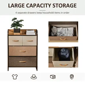 HOMCOM Closet Dresser, Dresser Tower With 4 Easy Pull Fabric Drawer Steel Frame