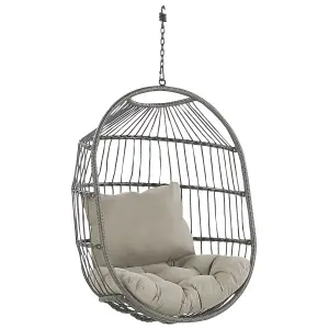 Hanging Chair with Stand ALBA PE Rattan Black