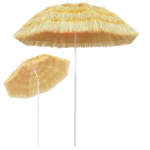 Berkfield Beach Umbrella Natural 180 cm Hawaii Style