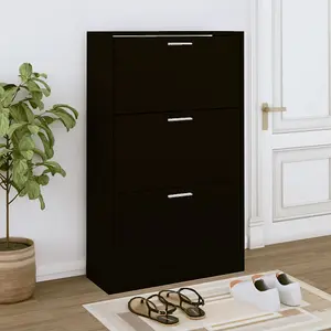 Shoe Cabinet Black 63x24x103 cm Engineered Wood