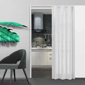 White PVC Folding Interior Door Accordion Door for Kitchen & Bathroom 81cm W x 203cm H