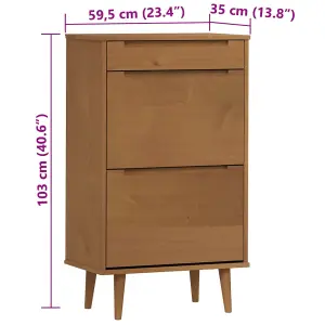 Berkfield Shoe Cabinet MOLDE Brown 59.5x35x103 cm Solid Wood Pine