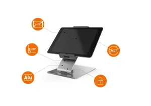 Durable Aluminium Foldable Tablet Holder iPad Desk Stand - Lockable & Rotatable