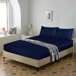 Egyptian-Quality Cotton sheet Flat Navy / Double (4'6")