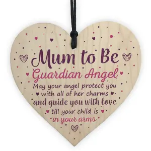 Red Ocean Mum To Be Gifts Guardian Angel Wooden Heart Baby Shower Gifts Boys Girls For Her