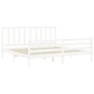 Berkfield Bed Frame with Headboard White 200x200 cm Solid Wood