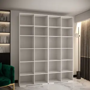 Manhattan III Elegant Spacious Hinged Door Wardrobe W2000mm H2370mm D470mm - Sleek White, 4 Doors, 20 Shelves