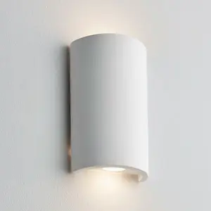 Up & Down LED Wall Light Primed White (Ready for Paint) Curved Lamp Fitting Kit