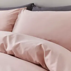 Pure Cotton Duvet Cover Set Blush / Double - 2 Pillowcases (45 x 80 cm)