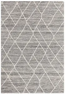 Charcoal Geometric Handmade Luxurious Modern Wool Rug For Bedroom & Living Room-200cm X 290cm