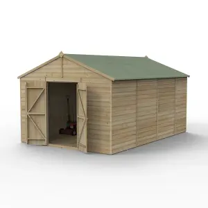 Forest Garden Beckwood 10x15 ft Apex Natural timber Wooden 2 door Shed with floor