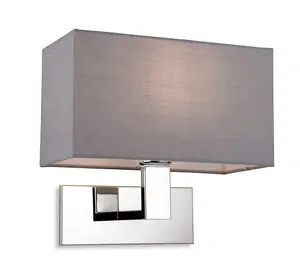 Luminosa Raffles Wall Lamp Chrome with Rectangle Grey Shade