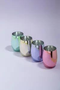 Interiors by Premier Reflective Set Of 4 Assorted Colours Tumblers, Multi Coloured Rounded Botton, Vibrant Set Of Tumblers