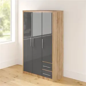 Louisa 3 Door Wardrobe Zipcode Design Finish: Grey