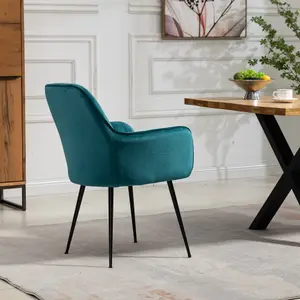 Carrara Velvet Dining Chairs - Set of 2 - Teal