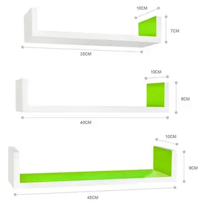 Byun 3 Piece Floating Shelf Set White/Green