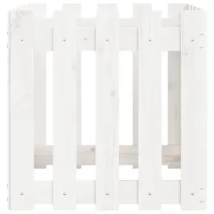 Berkfield Garden Planter with Fence Design White 50x50x50 cm Solid Wood Pine