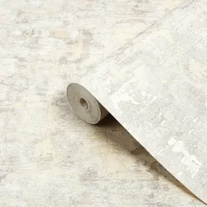 Boutique Ornamental Texture Pale Gold Textured Plain Wallpaper