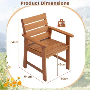 Costway 2 Piece Patio Hardwood Chairs Outdoor Garden Wood Dining Armchairs