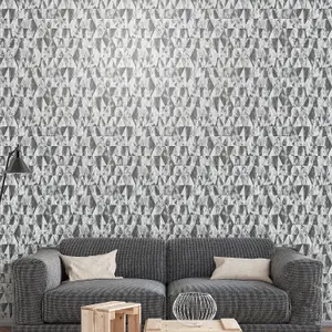 Galerie Grunge Grey Silver Black Triangular Smooth Wallpaper