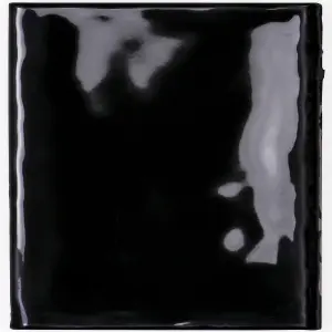 Johnson Tiles Iris Black Gloss Ceramic Wall Tile Sample