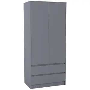 Vida Designs Denver 2 Door Wardrobe With Drawers, Grey (2)