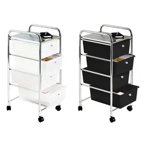 Essentials by Premier 4 White Plastic Drawers Trolley