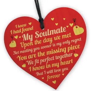 Red Ocean Valentines Gift For Him Her Soulmate Wood Heart Anniversary Present Husband Wife Gifts