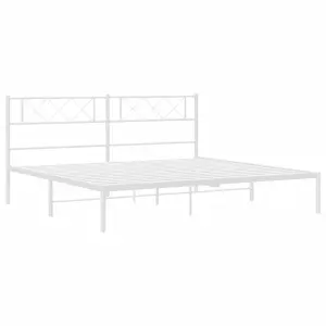 Berkfield Metal Bed Frame with Headboard White 183x213 cm