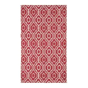 Homescapes Riga Red and White 100% Cotton Printed Patterned Rug,160 x 230 cm