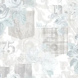 Galerie Nordic Elements Cream Floral Rose Patchwork Wallpaper Roll