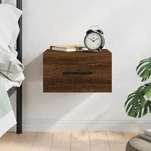 Berkfield Wall-mounted Bedside Cabinet Brown Oak 35x35x20 cm