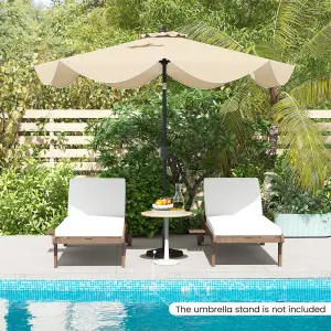 Costway 9FT Patio Umbrella 2-Tier Heavy-Duty Market Table Umbrella Crank Handle