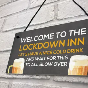 Lockdown Inn Funny Home Bar Sign Man Cave Garage Door Sign Gift