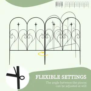 Outsunny 5PCs Decorative Garden Fencing 32in x 10ft Metal Border Edging