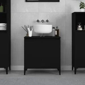 Berkfield Sink Cabinet Black 58x33x60 cm Engineered Wood