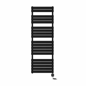 Right Radiators Prefilled Thermostatic Electric WIFI Flat Panel Heated Towel Rail Radiator Black 1800x600mm