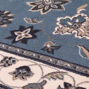 Blue Traditional Bordered Rug Easy to clean Dining Room-160cm X 230cm