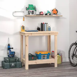 Berkfield Work Bench 80x50x80 cm Solid Wood Pine