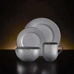 Tower Empire 16 Piece Dinnerware Set Grey