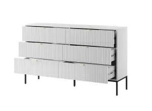 Elegant Nova Chest of Drawers H830mm W1540mm D390mm in White Matt - Timeless Storage Solution