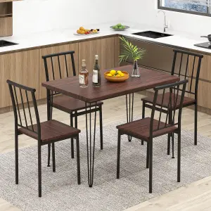 Costway 5-Piece Dining Table Set Kitchen Table 4 Chairs Set with Metal Frame